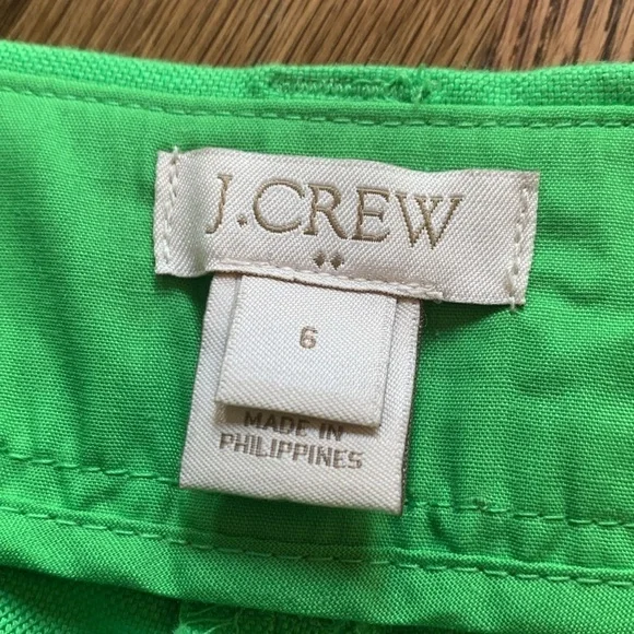 J Crew sz 6 linen blend Kelly green short with scalloped hem - Picture 5 of 7